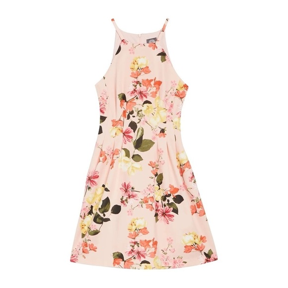 [Vince Camuto] Floral Print Scuba Halter Dress - Picture 1 of 4